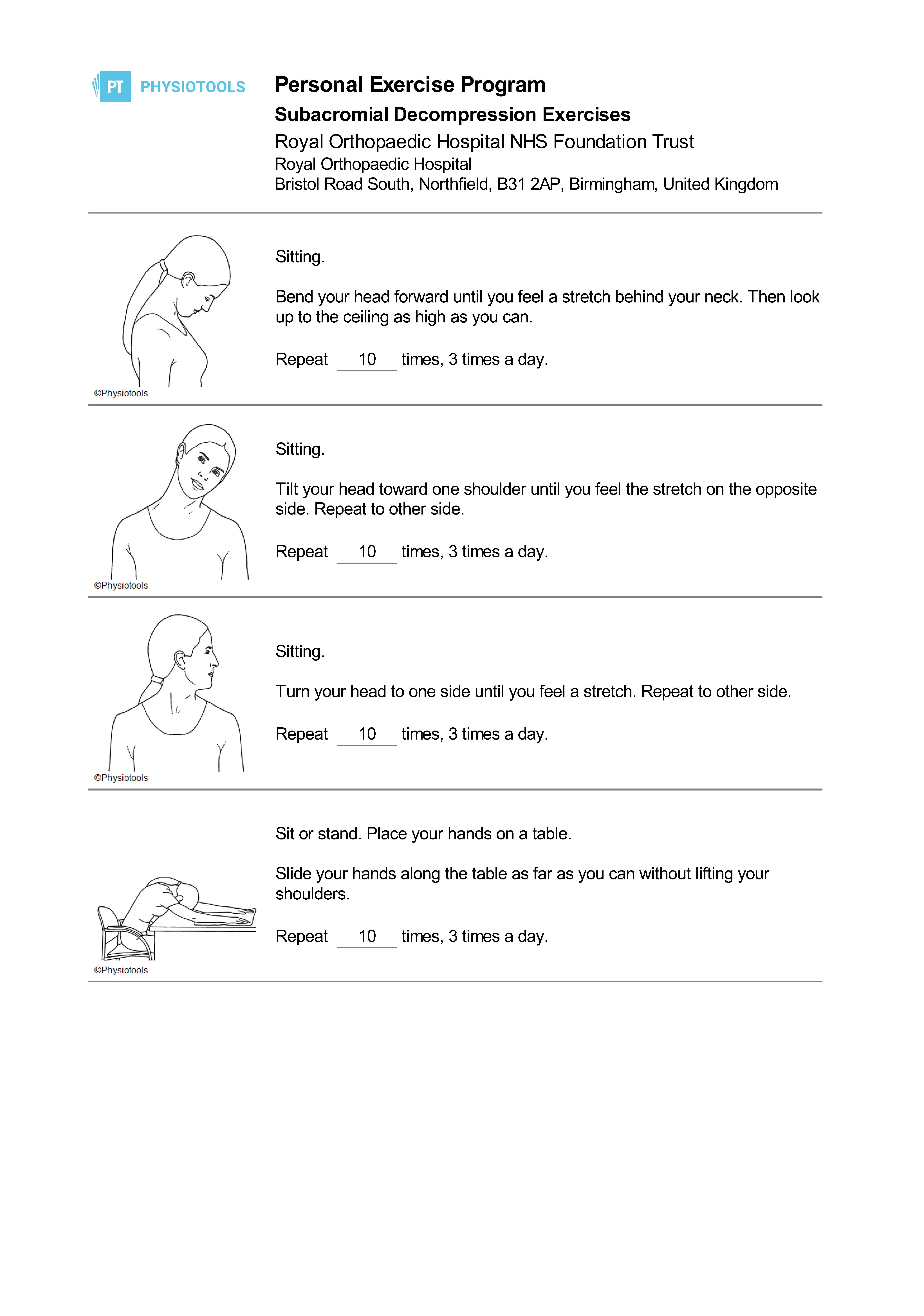 Royal Orthopaedic Hospital Subacromial Decompression Sad